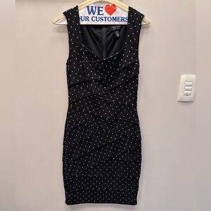 LIKE NEW WHBM Bodycon dress! Size 4. Silver printed diamonds.